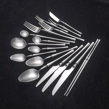 不锈钢刀叉勺砂光小蛮腰西餐具餐厅牛排刀叉创意汤勺筷子甜品勺叉