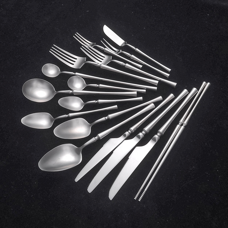 不锈钢刀叉勺砂光小蛮腰西餐具餐厅牛排刀叉创意汤勺筷子甜品勺叉
