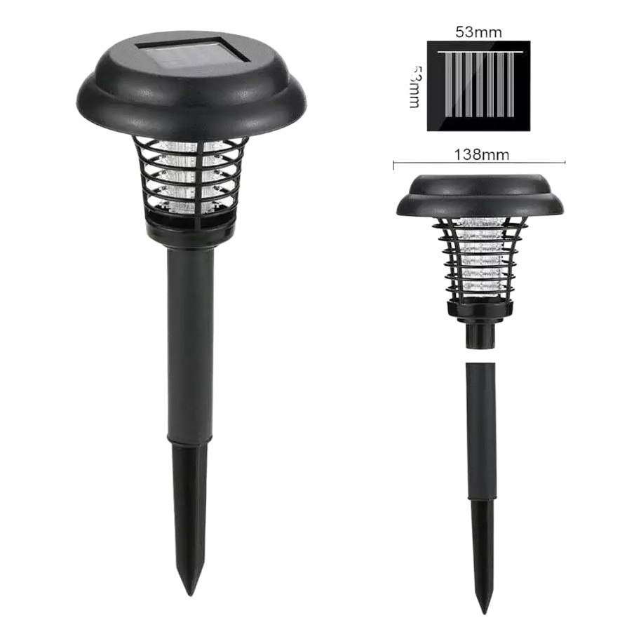 Lámpara solar redonda para matar mosquitos, lámpara repelente de mosquitos, lámpara LED para exteriores, trampa y mata mosquitos para patio, lámpara de patio, lámpara de paisaje con efecto de llama image 1