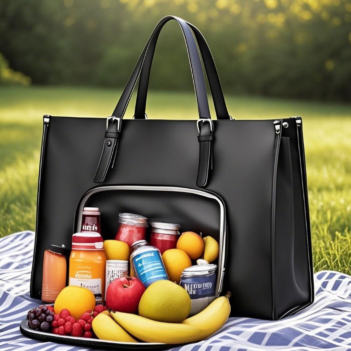 Spot nuevo bolso portátil con aislamiento térmico para almuerzo, documento de cuero PU de 15,6 pulgadas