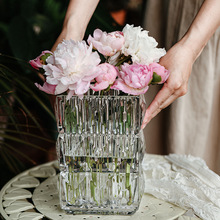 出口感玻璃花瓶客厅鲜花透明插花水养水培ins风摆件