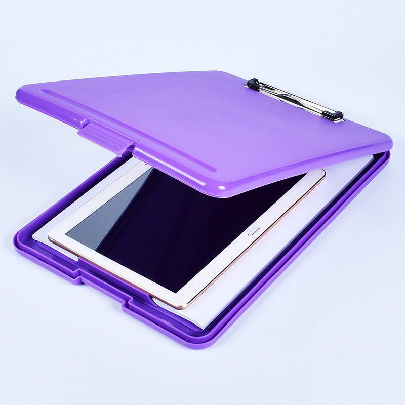 Plástico grueso A4 color sólido con gancho Clip de una sola fuerza Escritura Clip plano Caja de archivos de oficina Clip Caja de almacenamiento