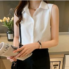 基础款纯色无袖雪纺衬衣女夏季新款韩版时尚洋气外穿坎肩百搭上衣