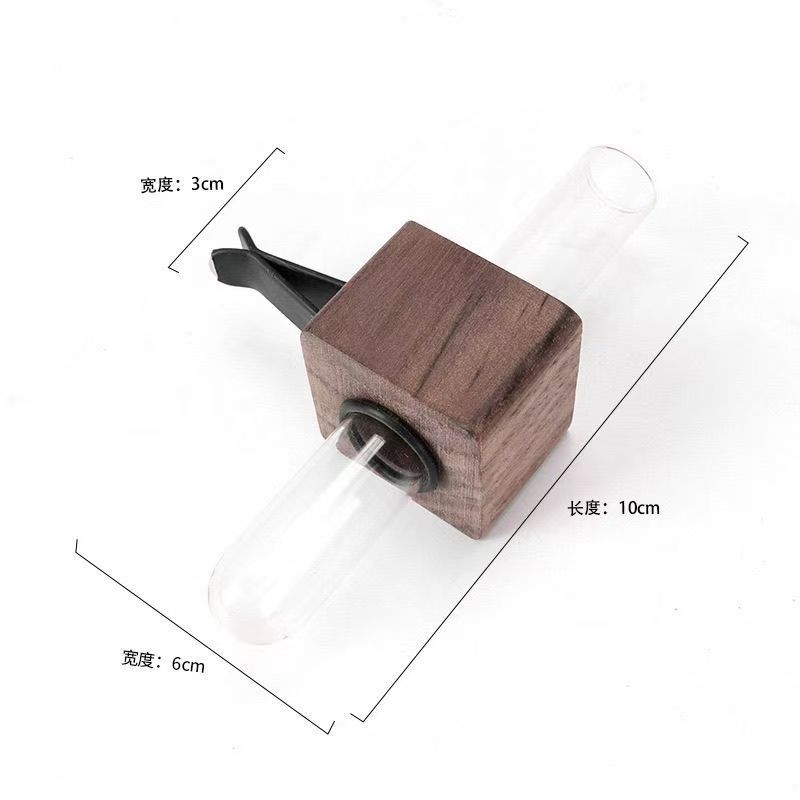 Arreglo floral de salida de aire cuadrado en forma de C, madera maciza, haya, nogal negro, video de aromaterapia, decoración de salida de aire, aromaterapia para coche