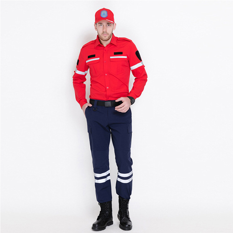 夏季应急救援抢险训练服橘红色速干救援服套装