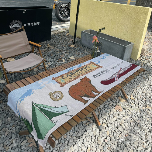 Camping blanket table runner tablecloth woven jacquard blanket polyester cotton recycled blanket sofa blanket woven bohemian table runner