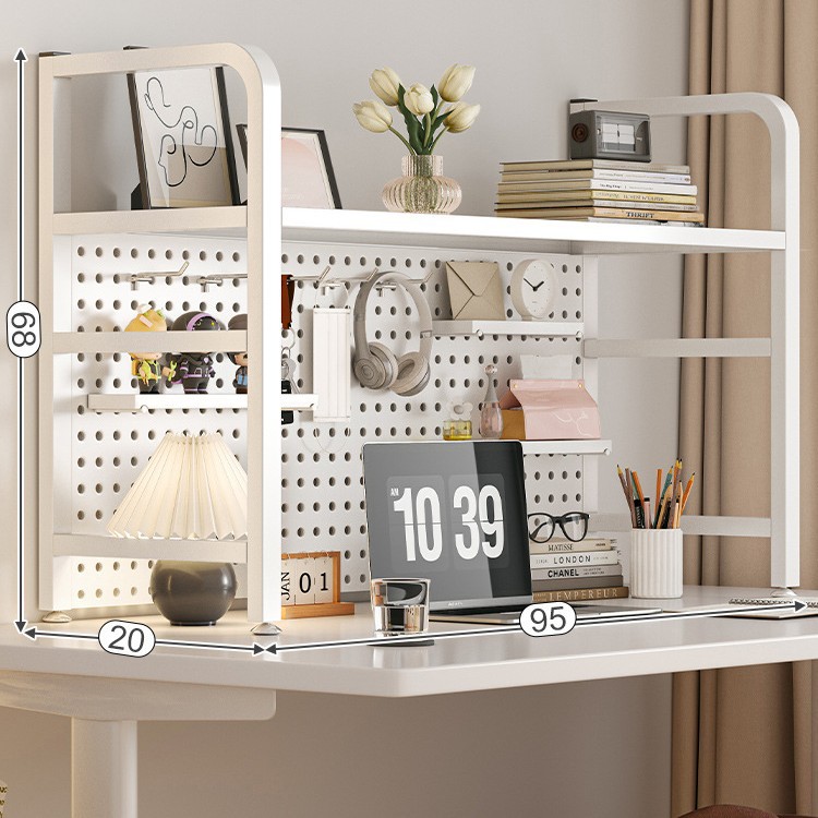 Agujero de escritorio tablero de hierro estantería escritorio rack de almacenamiento dormitorio estante de almacenamiento en capas escritorio hogar organizador rack