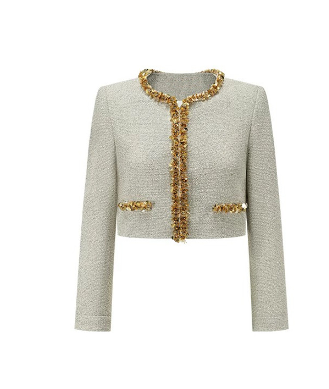 Li Yitong mismo diseño de nicho pequeño viento fragante industria pesada chaqueta de tween grueso chaleco cuello colgante sin mangas pantalones cortos image 7