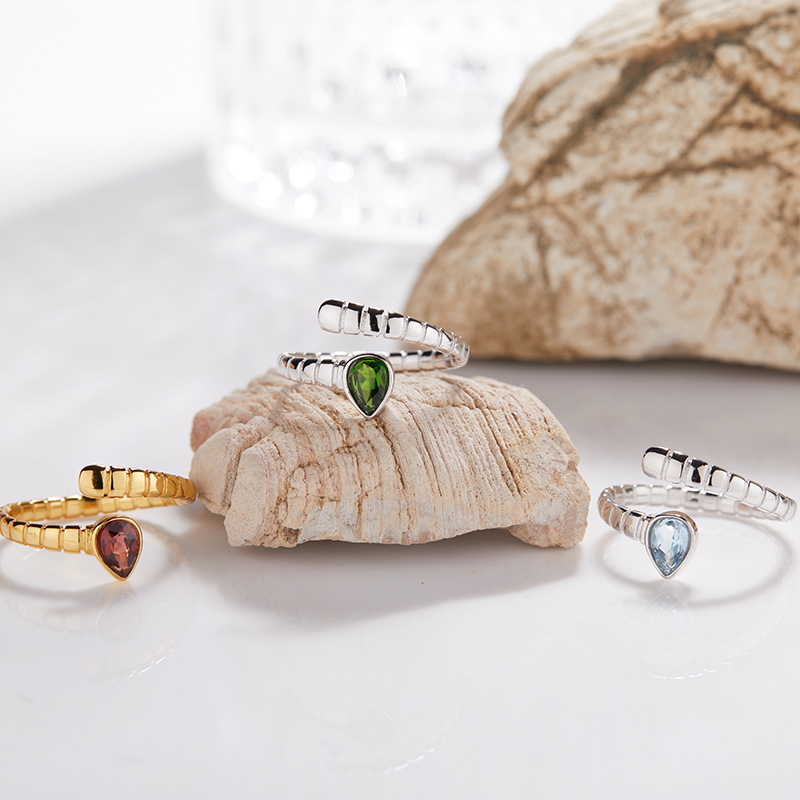 3g Weight Open Rings Classification Adjustable Ring Size 1 Piece Quantity Daily, Street Occasion 925 Sterling Silver, natural stone, Crystal Material Geometric Pattern All Seasons Season Women's Gender Simple Style, Classic Style Style 925 Sterling Silver Natural Stone Crystal Geometric Open Rings 21