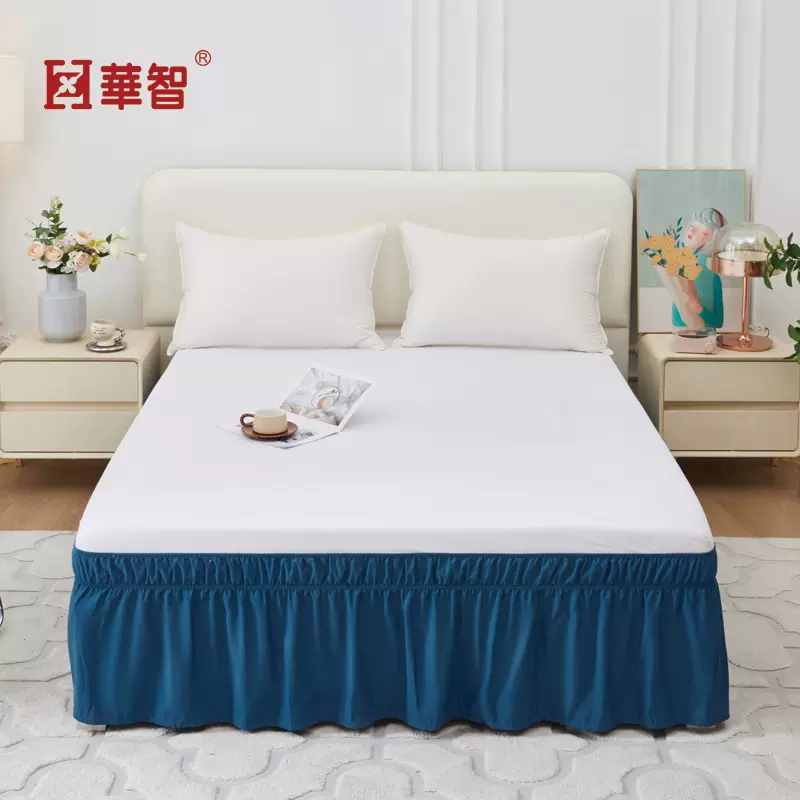 跨境防滑床裙床围亚马逊外贸欧美松紧带易换白色遮丑裙Bed Ruffl
