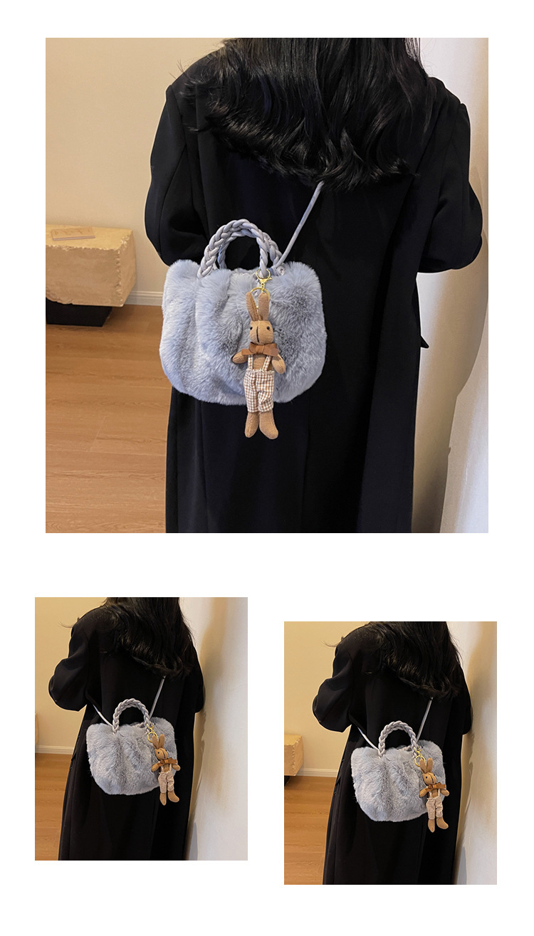 Borsa a spalla in peluche da donna elegante borsa a tracolla_voghion.com