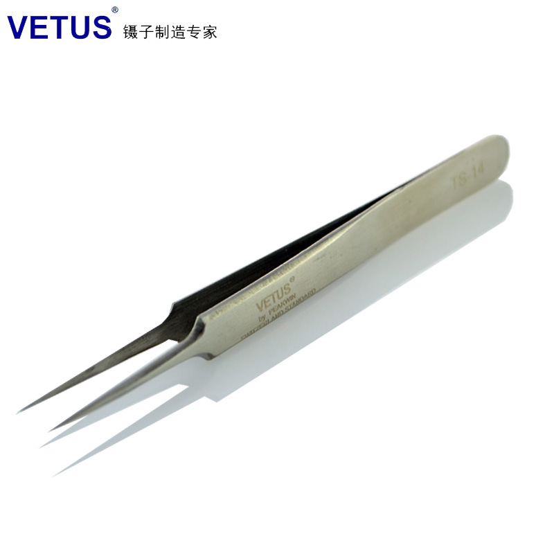 VETUS镊子旗舰店 高弹性高精密不锈钢特尖头镊子 TS-14
