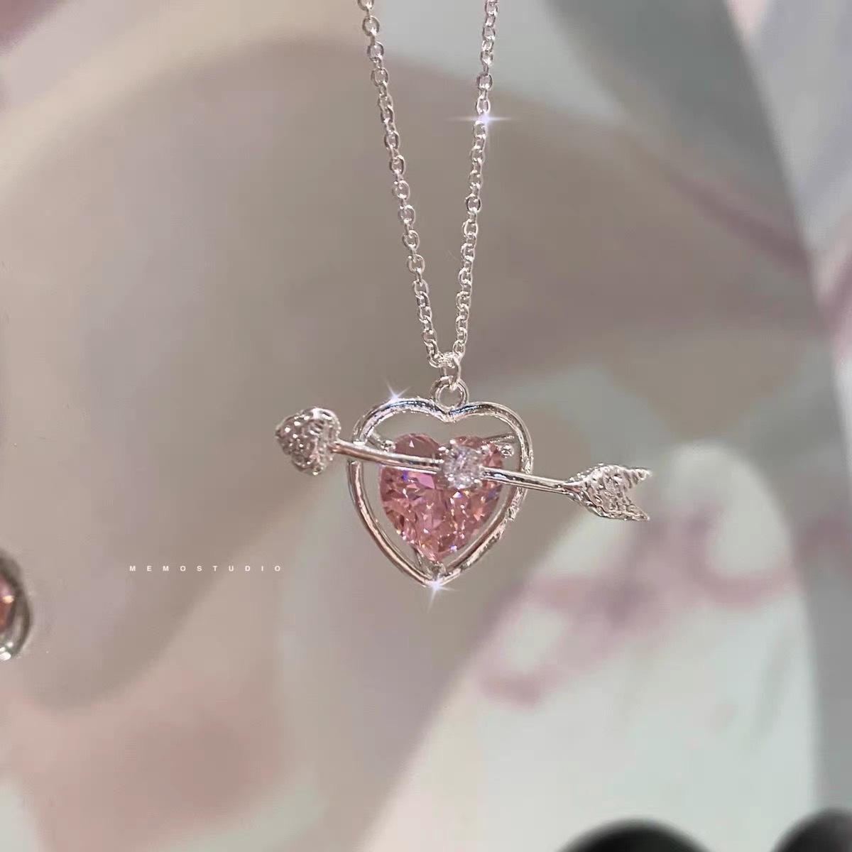 Korean Korean Style Heart Shape Alloy The Arrow Of Love Plating Zircon Women's Pendant Necklace display picture 9