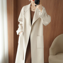 双面呢纯羊毛大衣女式大翻领开衫秋冬新款气质优雅风格中长款外套