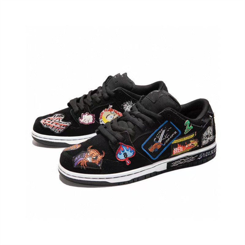 2023 cross halloween dunk low-top air cushion running shoes skateboard shoes "black color nightmare patch graffiti foreign trade shoes