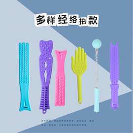 经络拍痧板加长拍痧手掌养生健康拍按摩敲背锤家用健身硅胶拍打棒