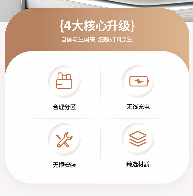 15W wireless charging car armrest box protection pad car tissue box central leather elbow booster cup holder