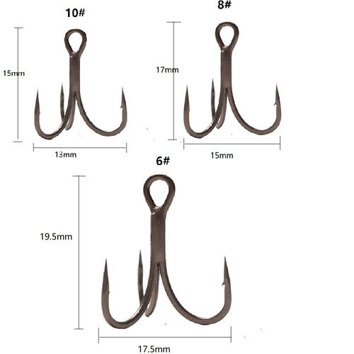 铁氟龙超滑黑镍倒刺6倍加强三本钩超滑黑金钢加强钩钛涂层防腐蚀