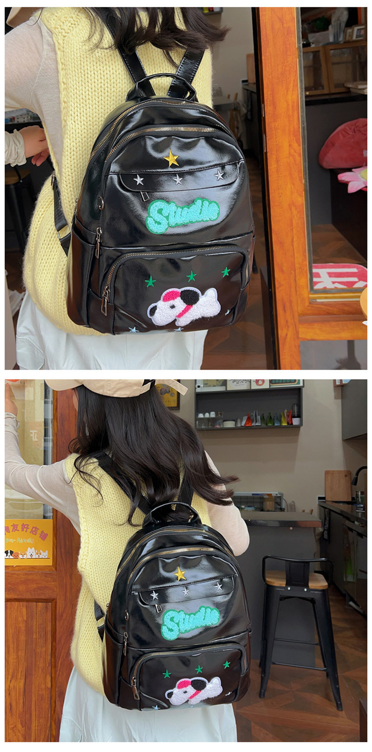 Neue Damentasche mit auffälligem Star American Retro-Rucksack, süßer Hund, nostalgische Schultasche, Schüler-Klassentasche_voghion.com