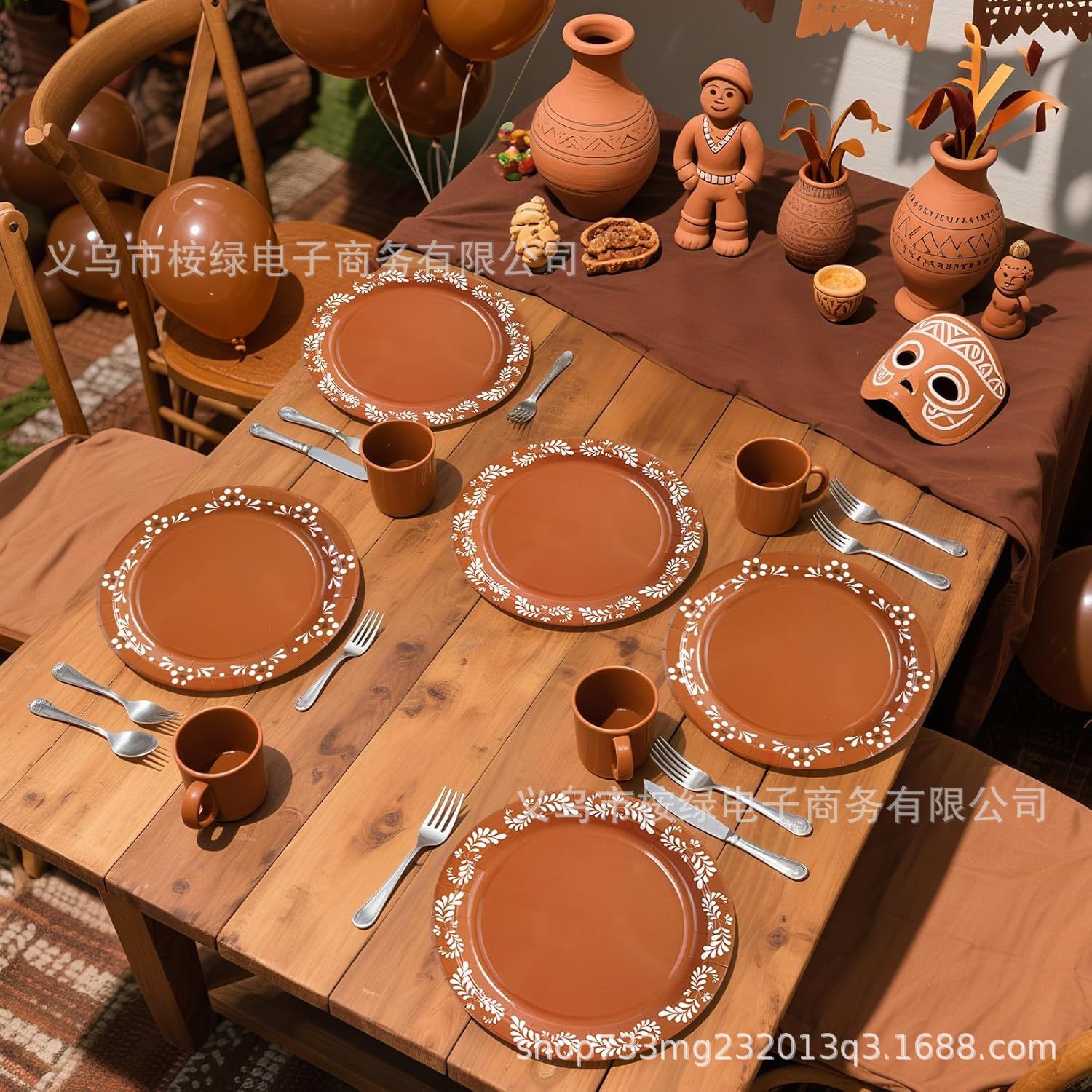 New Mexican Holiday Party Supplies Disposable White Pattern Paper Plate Paper Cup Paper Towel Tableware Set