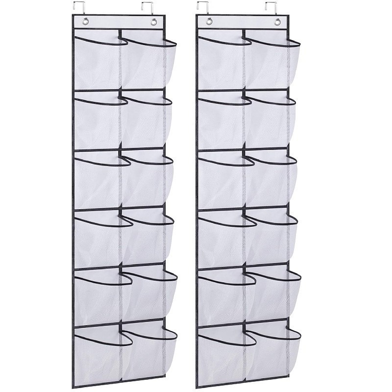 후크 2개, 흰색 12칸 걸이 가방 145-30cm