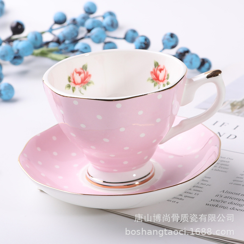 Tangshan hueso porcelana taza de café y plato puede ser impreso regalo recuerdo