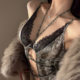 Sexy Underwear Sexy Femme Femme European and American Style Snake Pattern Hollow Strap Jumpsuit Hot Girl Hanging Neck Lace Interior