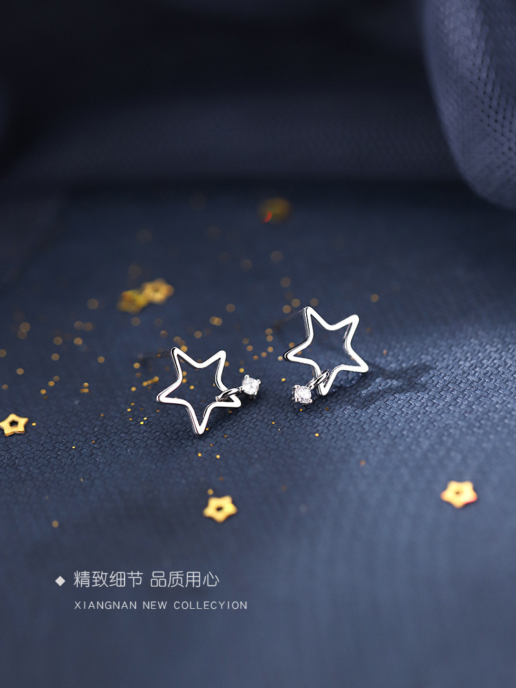 [Mu Xi] 925 Sterling Silver Moving Star Earrings 2021 New Fashion Earrings Earrings Summer Earrings for Women