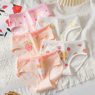 Cotton Girls' Underwear Briefs Baby 2-14 Years Old Little Girl Middle School Students Japanese Sweet Strawberry Children