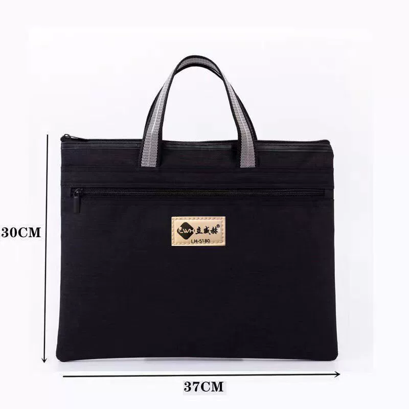 Handheld capacious cloth bag for documents with zipper, files bag for folders