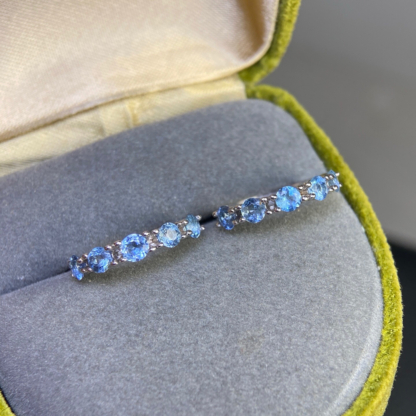 Dropshipping 925 silver inlaid natural aquamarine earrings and women's ring