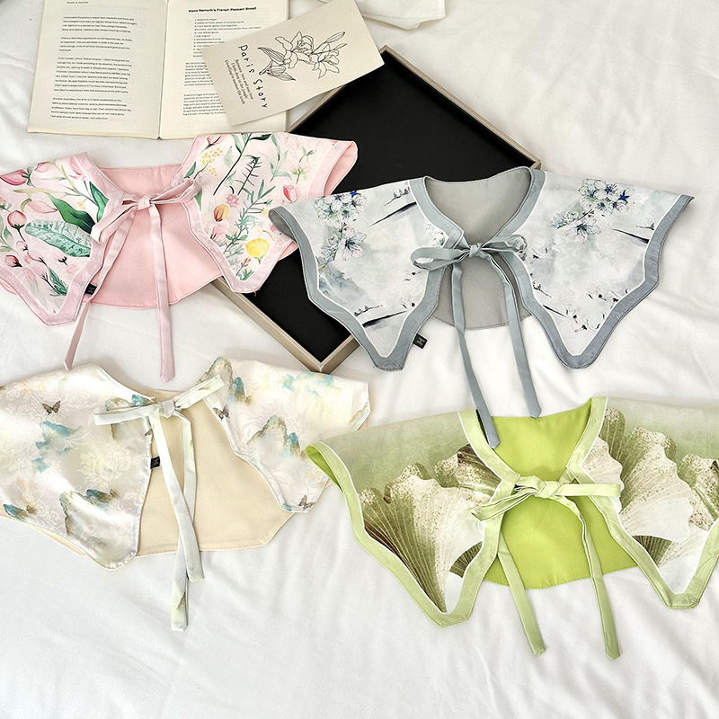 Cuello falso para niños, cuello falso de todo fósforo, cuello de hoja de loto, chal pequeño, cordones de alta calidad, chaleco pequeño de doble capa, bufanda de nube