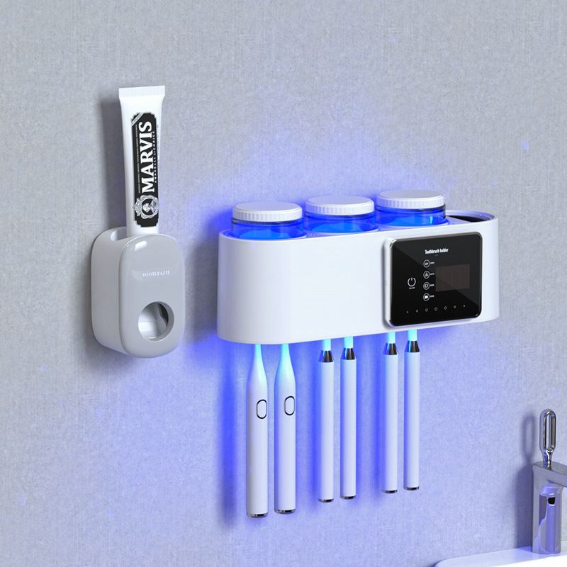 スマート乾燥歯ブラシ消毒器収納紫外線殺菌穴なしトイレ壁掛け式ラック電動|undefined