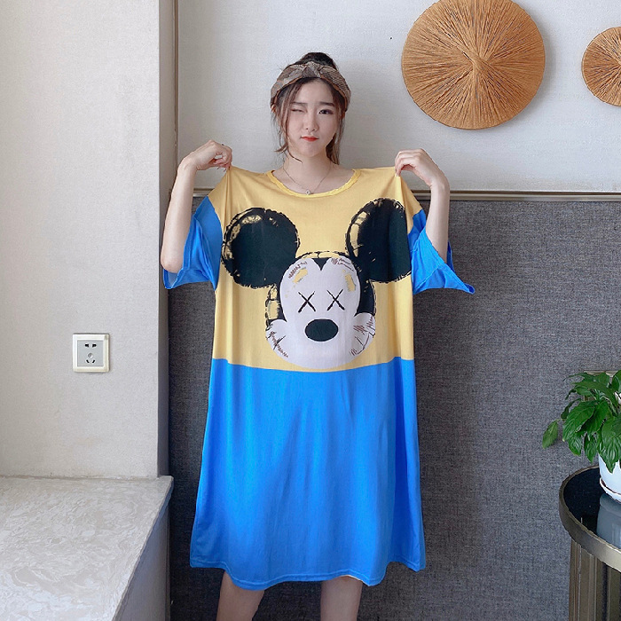 Venta caliente de Oriente Medio varios camisones de manga corta de verano Pijamas de estilo coreano del sudeste asiático Vestido de manga corta de verano para mujer Ropa suelta para el hogar