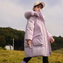 女童冬季加棉加厚中长款大毛领棉衣儿童连帽保暖羽绒棉服冬装批发