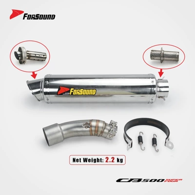 Suitable for HONDA CB500SF modified mid-tail section stainless steel motorcycle exhaust pipe (Motorcycle exhaust pipe) - smooth-barreled-gun-barrel-middle-and-tail-sections-60mm-without-heat-protection-plate