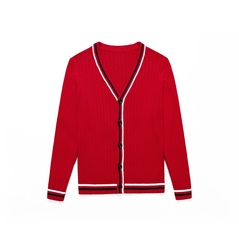 영국 스타일 학교 유니폼 스웨터 퓨어 코튼 카디건 코트 여성용 니트 긴팔 가을 및 겨울 정원 옷 대학 스타일 학생 클래스 옷