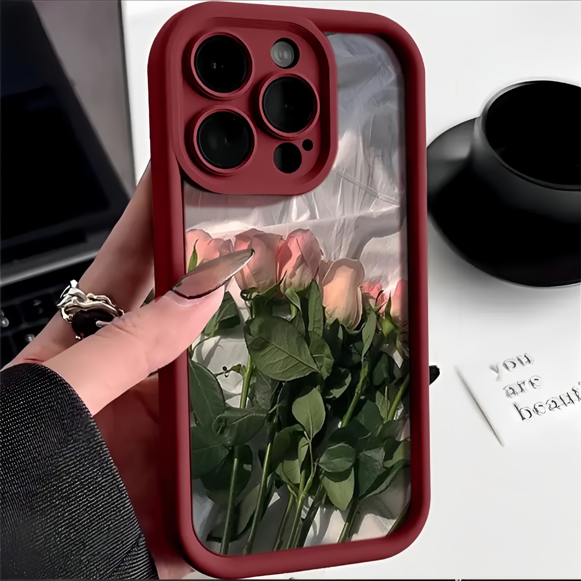 Adecuado para funda de teléfono Apple 15 promax, nuevo iPhone 14 sense, 13 pro trend, 12 rosas rosadas_voghion.com
