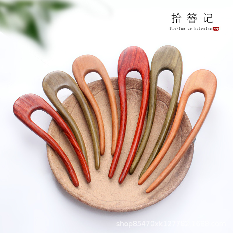 Horquilla de madera de melocotón palillos hechos a mano estilo antiguo ahora simple de alto grado sándalo verde updo accesorios para novia