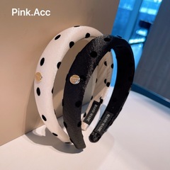 小紅書推薦～早春韓版珠光紗植絨波點高品質發卡高顱頂頭箍髮飾女