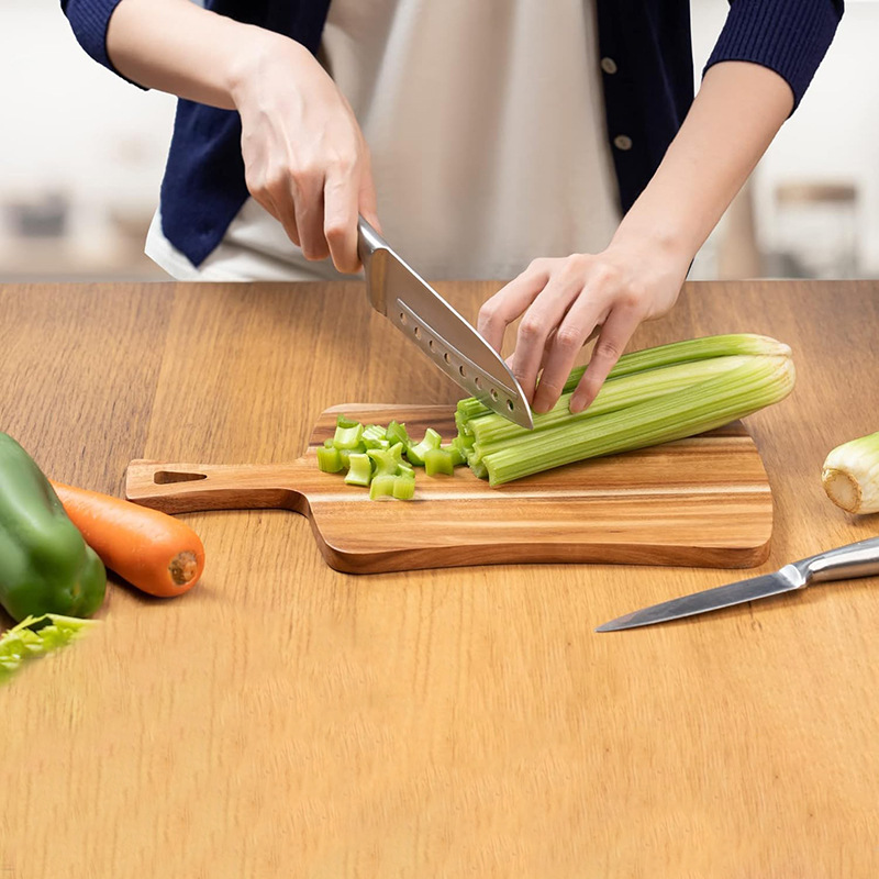 Tabla de cortar de madera con mango tablero de pizza creativa multifuncional hogar tabla de cortar suplemento alimenticio tablero pan snack desayuno placa