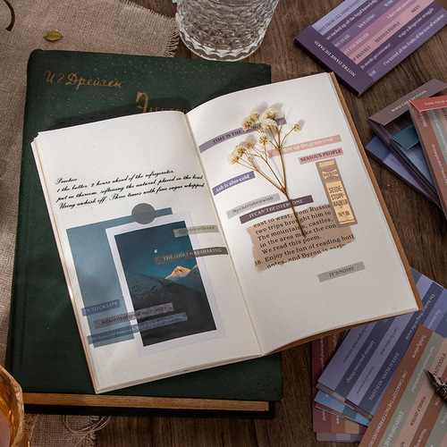 Strange Land Text Sticker Book English Library Series Japanese Paper Removable Note Stickers 8 Styles 20 Sheets