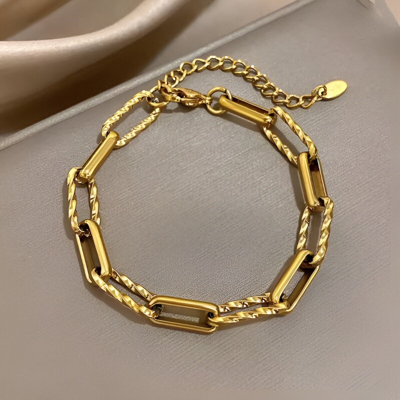 Titanium Steel Bracelet Cross-Border New Simple Design 18K Gold Plated Stainless Steel Twist Handmade Chain Bracelet for Women