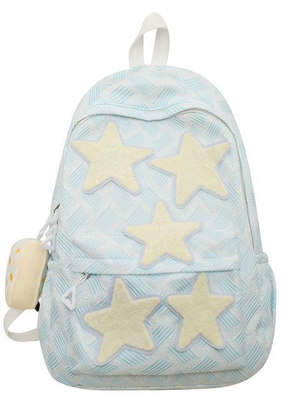 Backpack for Teens Secondary School Students, Star Pattern, Cheese Pendant, Lightweight 0.32 kg