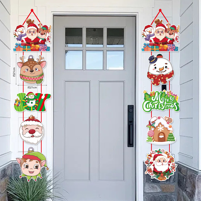 国境を越えたクリスマスパーティーのドア装飾用品クリスマス浮かれ騒ぎのドア掛け聖老人雪だるまの雰囲気配置掛け|undefined