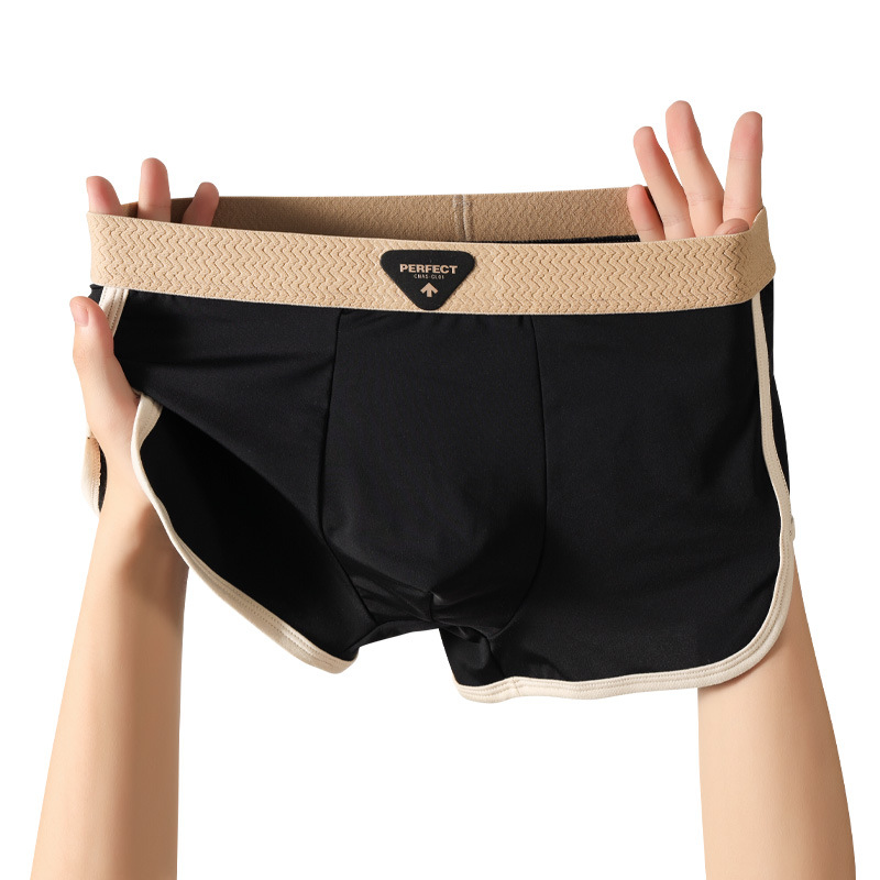 Pantalones para hombres de seda de hielo, ropa de hombre de alta calidad, pantalones de ángulo plano, pantalones cortos de cuatro ángulos para hombres, pantalones para hombres