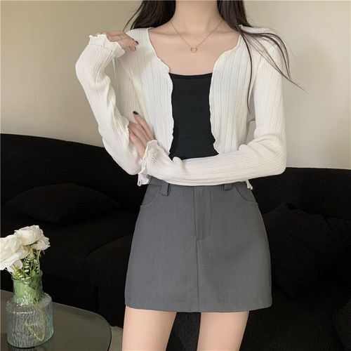 Short, thin, sun protection open jacket, halter dress, summer ice silk knitting shawl, cover coat, shoulder jacket, fairy-like air conditioning outerwear