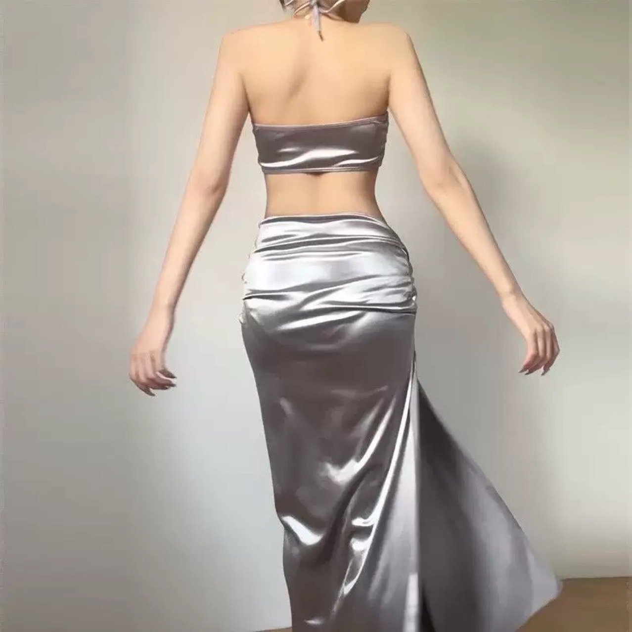 European And American Long Skirt Two-Piece Swimsuit Sexy Thai Beach Vacation Goddess Ins Style Bikini High-End_voghion.com