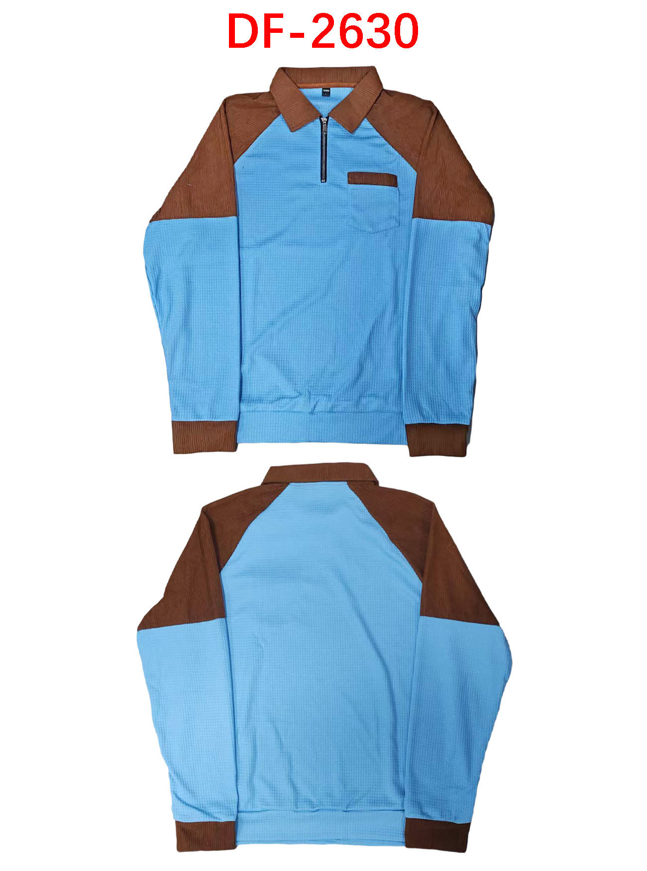Polo da uomo in maglia waffle con collo a risvolto e zip_voghion.com