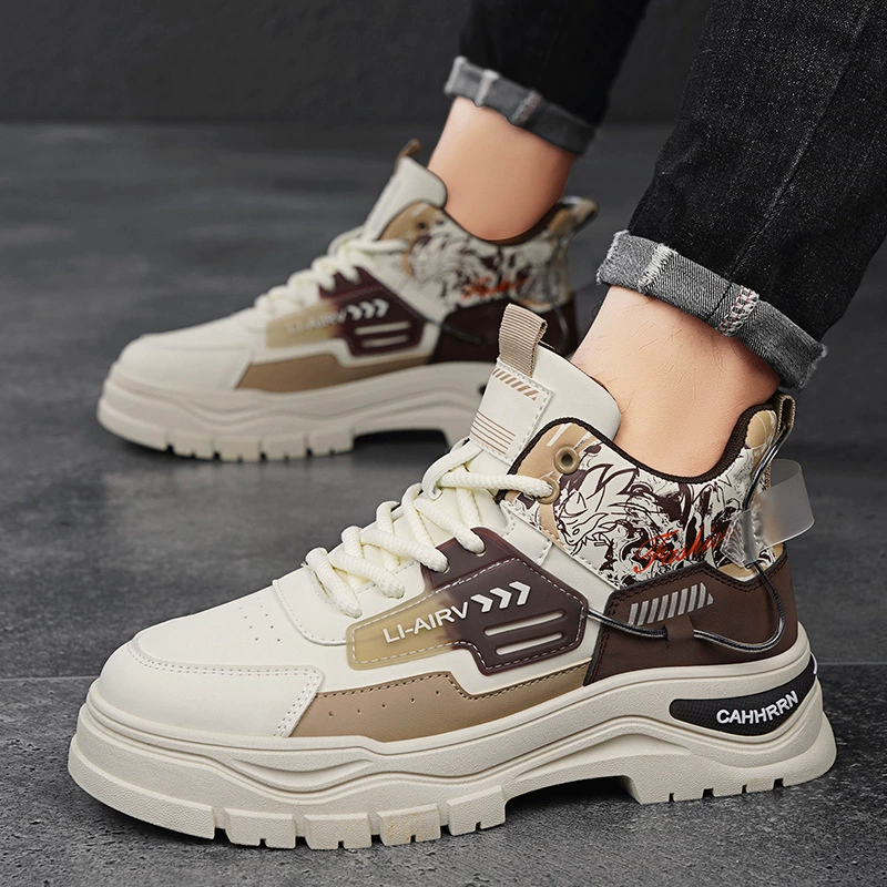 Martens, demi-season fashionable high wear-resistant non-slip yellow shoes platform, autumn